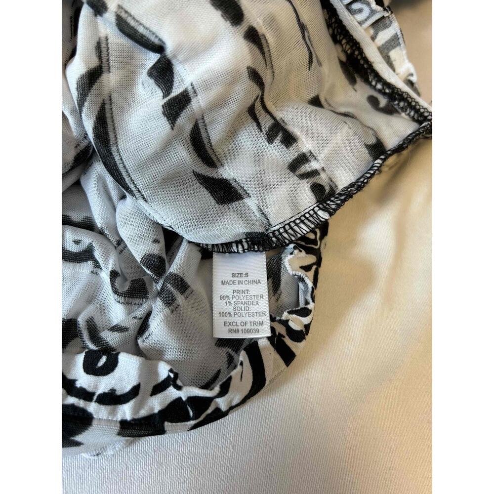 Simply French Womens Black White Ruffle Layered Casual Blouse Size Small - Picture 2 of 5